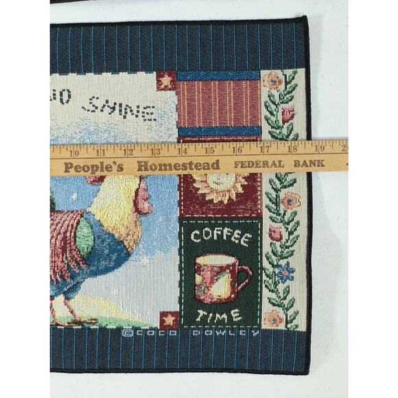 Coco Dowley Rooster Tapestry Placemats Set of 4 Rise And Shine Vintage Farmhouse - Picture 6 of 7